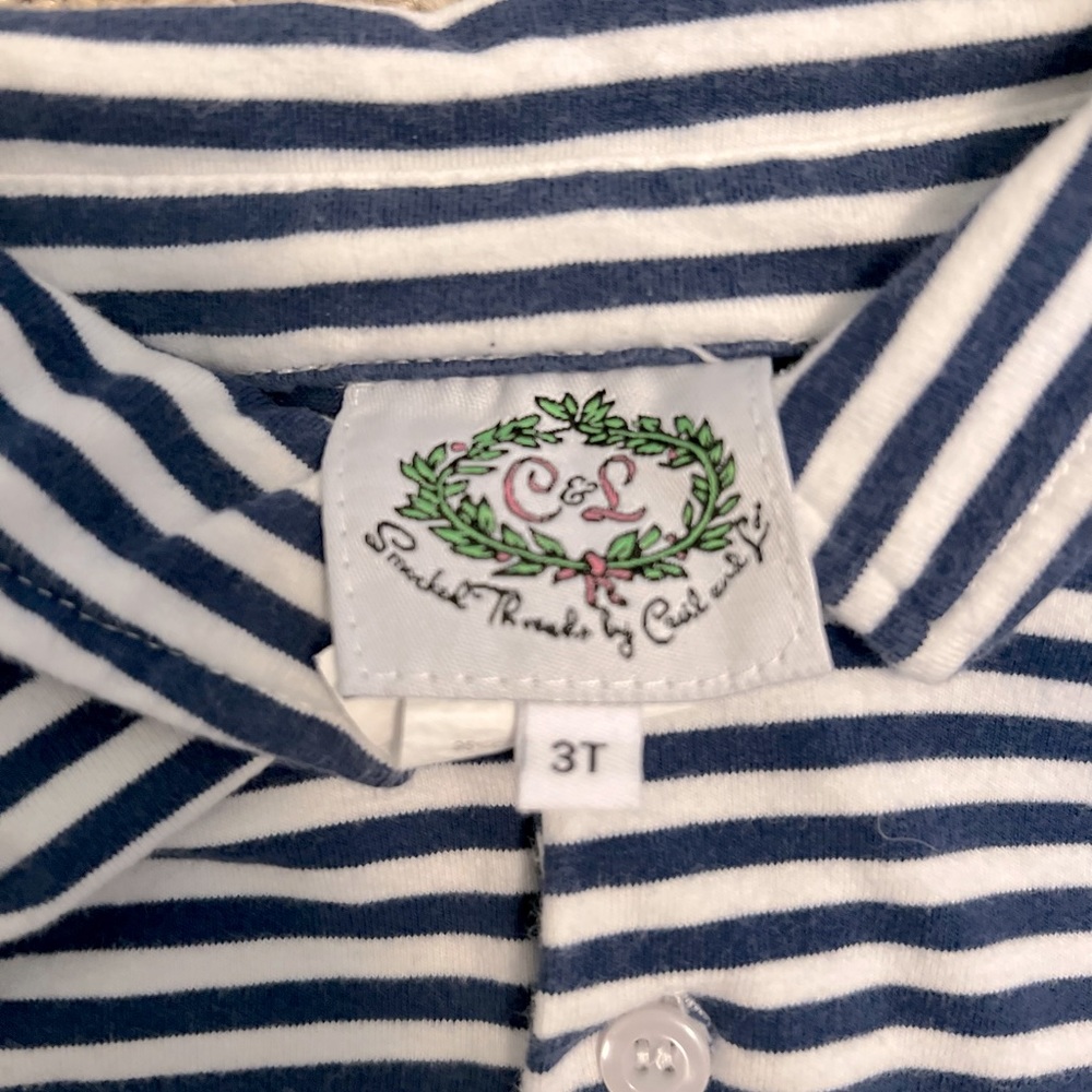 Cecil and Lou 3T navy blue stripe polo - Picture 2 of 3